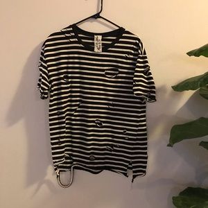 Sadie and sage distressed stripe tee